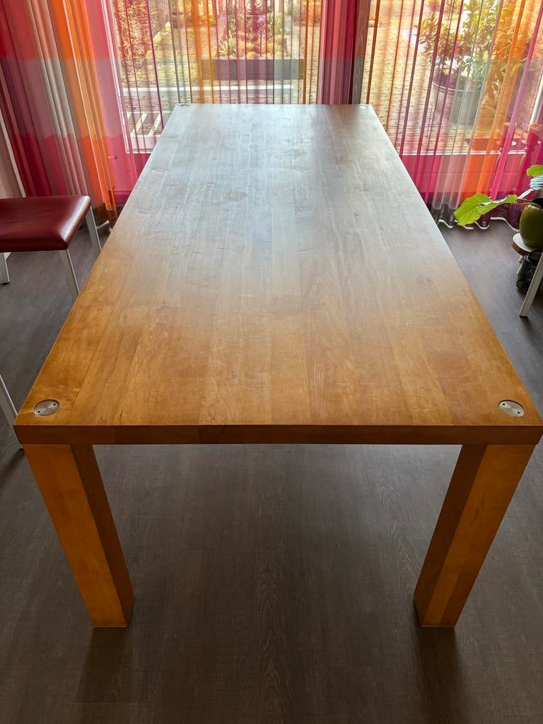 Tecno eetkamertafel, massief esdoorn, geoliëd, Ophalen, Gebruikt, Design, 200 cm of meer
