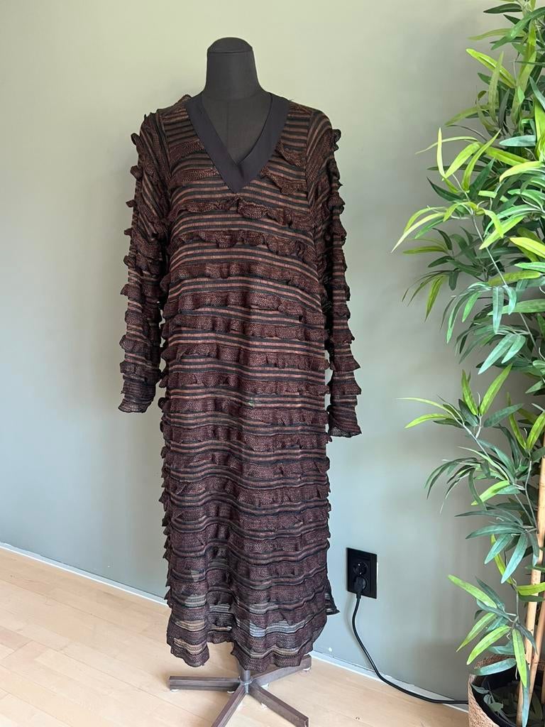 Studio gave stretch seetrough jurk mt 46-48, nieuw, Kleding | Dames, Grote Maten, Ophalen of Verzenden, Nieuw, Bruin, Jurk