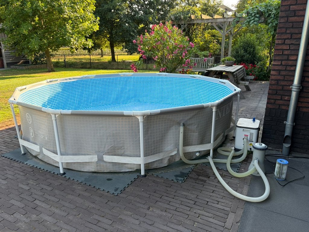 Intex Prism Frame zwembad 366x76 compleet + warmtepomp, Tuin en Terras, Zwembaden, Ophalen, Gebruikt, Rechthoekig, Minder dan 80 cm