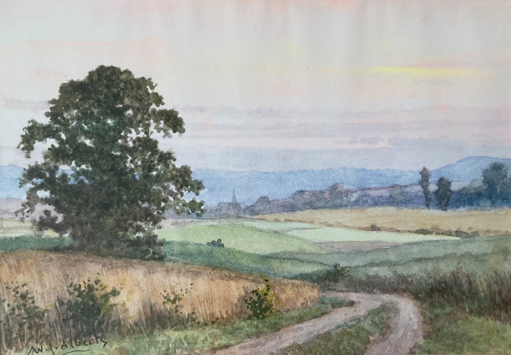 Willem Jacobus Alberts (1912-1990) - 2 ingelijste aquarellen, Ophalen of Verzenden, Landschap, Papier, Origineel werk