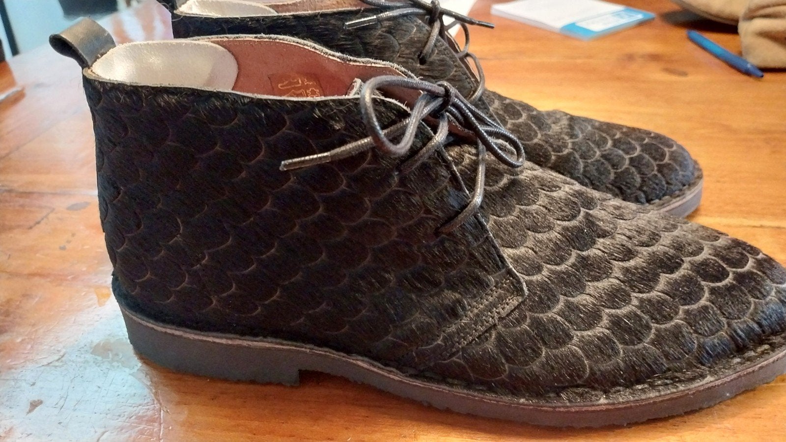 Dwrs, desserboot / veterschoen, leer, vacht geschubt. 40, Kleding | Dames, DWRS, Schoenen met lage hakken, Zwart, Ophalen of Verzenden