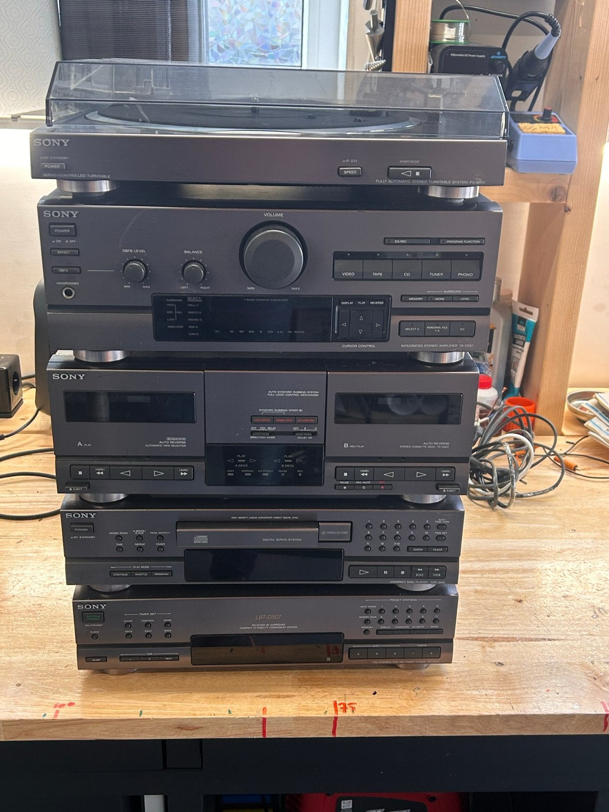 Sony Stereo Toren met Platenspeler, CD, Cassette, Tuner, Audio, Tv en Foto, Gebruikt, Cassettedeck, Sony, Sony