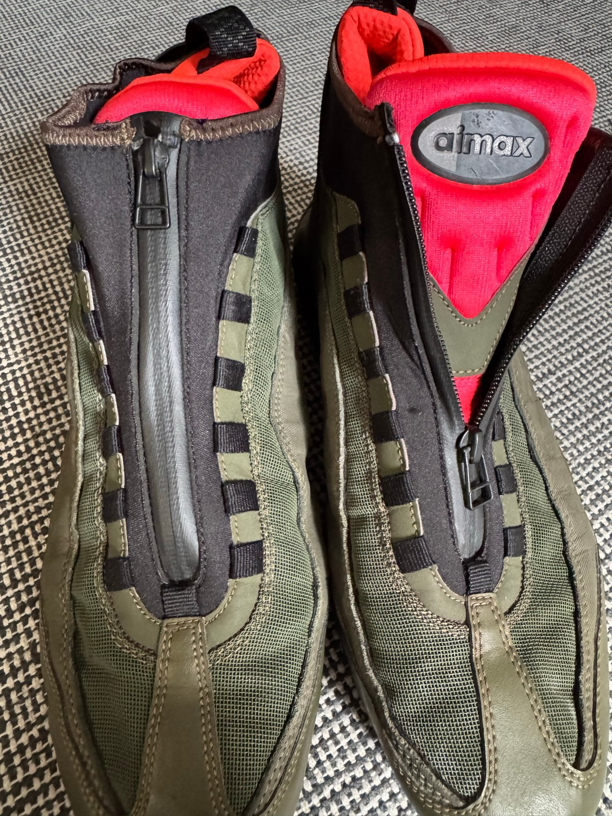 Nike Air Max 95 Sneakerboot maat 46 -Dark Loden/Olive Green, Ophalen of Verzenden, Gedragen, Overige kleuren, Sneakers of Gympen