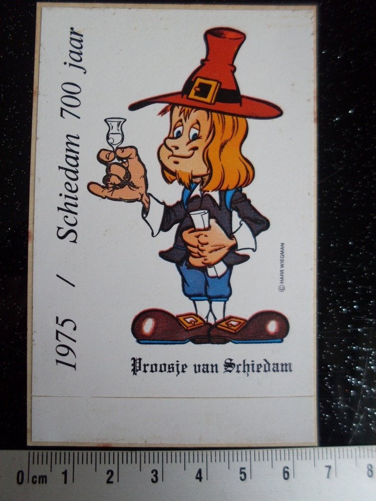 sticker proosje van schiedam 1975 Harr Wiegman 700 jaar, Verzamelen, Verzenden, Zo goed als nieuw, Merk