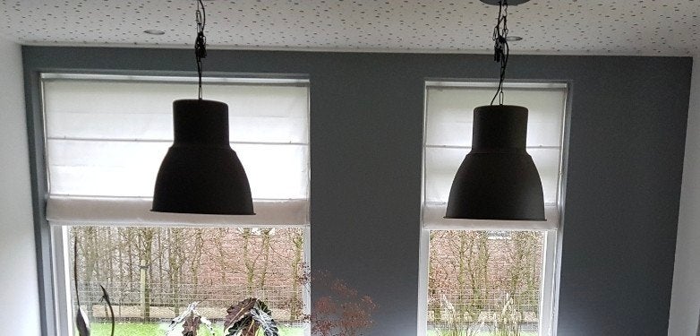 Twee Ikea Hektar hanglampen, Ophalen, Gebruikt, E27 (groot), Metaal