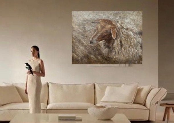 Drents heideschaap - Anna Moes - Westerheide Laren (90x120), Ophalen, Acrylverf, Doek, Realistisch