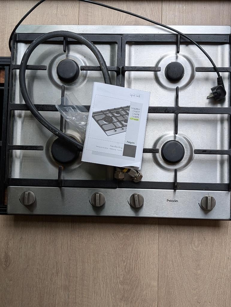 Pelgrim inbouw gasplaat, Ophalen, 4 kookzones, Zo goed als nieuw, Inbouw