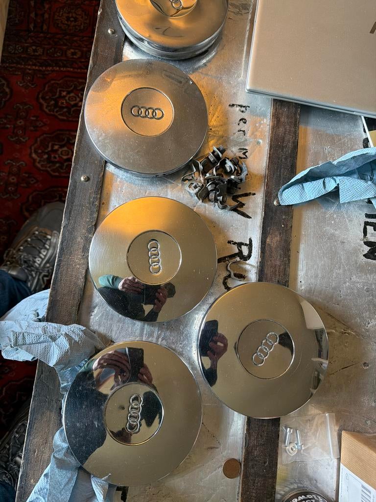 Chromen Audi Kapjes - Set van 5, Ophalen of Verzenden, Gebruikt, Audi