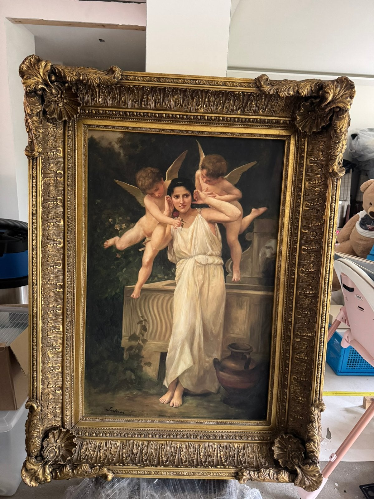 schilderij elegante vrouw  gesigneerd, Ophalen