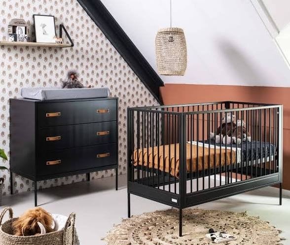 Ledikant Coming Kids Bliss - Zwart, Ophalen, Verstelbaar, Zwart, 190 cm of minder
