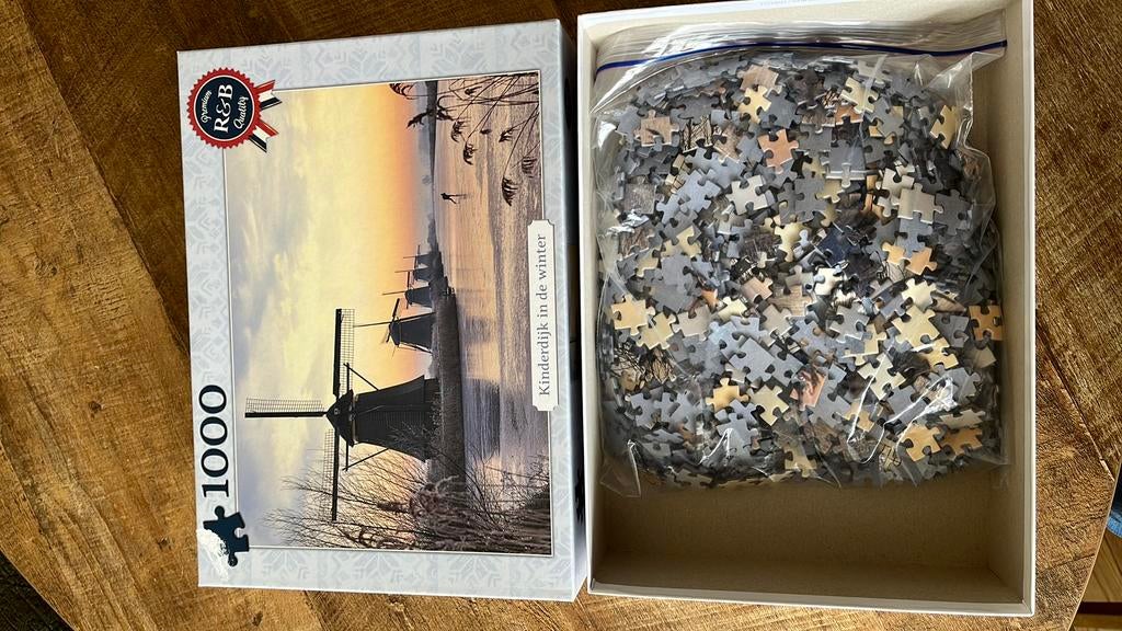 Legpuzzel 1000 stukjes R&B Kinderdijk compleet, Ophalen of Verzenden, 500 t/m 1500 stukjes, Zo goed als nieuw