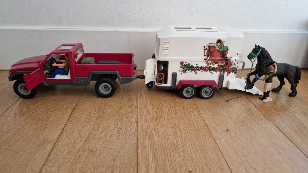 Schleich pick up met trailer, Ophalen of Verzenden, Zo goed als nieuw