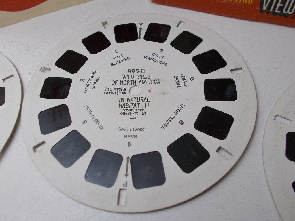 1955 Viewmaster REELS 3 x WILD BIRDS + Franstalig boekje!, Ophalen of Verzenden, Gebruikt