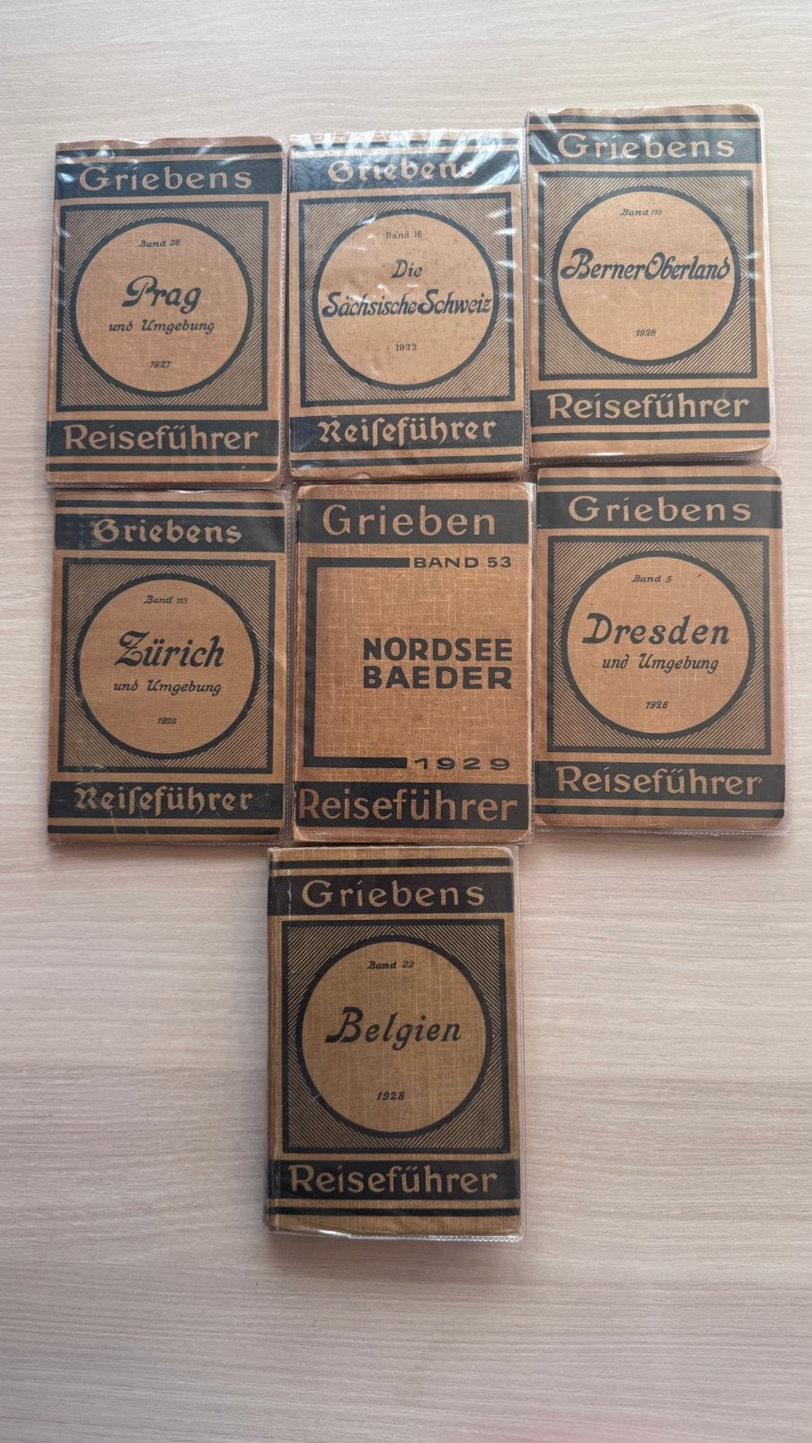 7x Antieke Griebens Reiseführer 1922-29, Antiek en Kunst, Ophalen of Verzenden