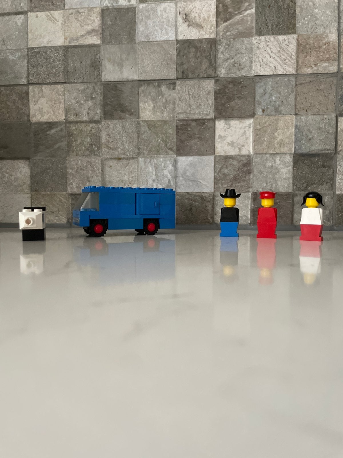 1977 Vintage LEGO set: Blauwe bus en 3 figuren, Ophalen of Verzenden, Gebruikt