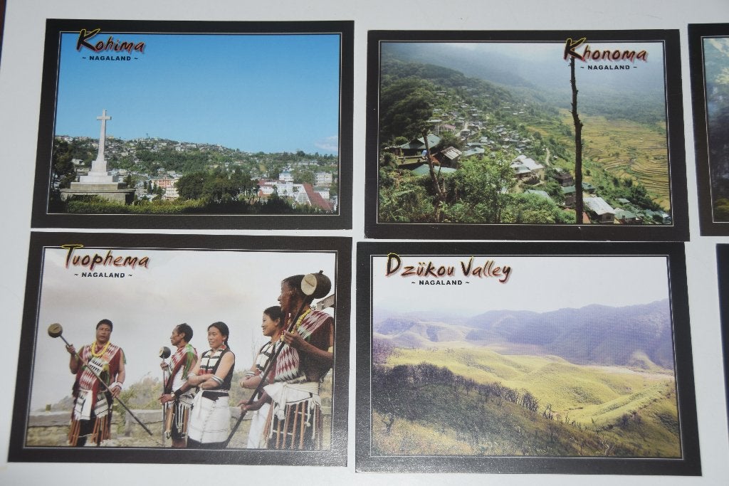 Set 8 Ansichten Nagaland India Hornbill Naga tribe, Verzenden, 1980 tot heden, Ongelopen, Buiten Europa