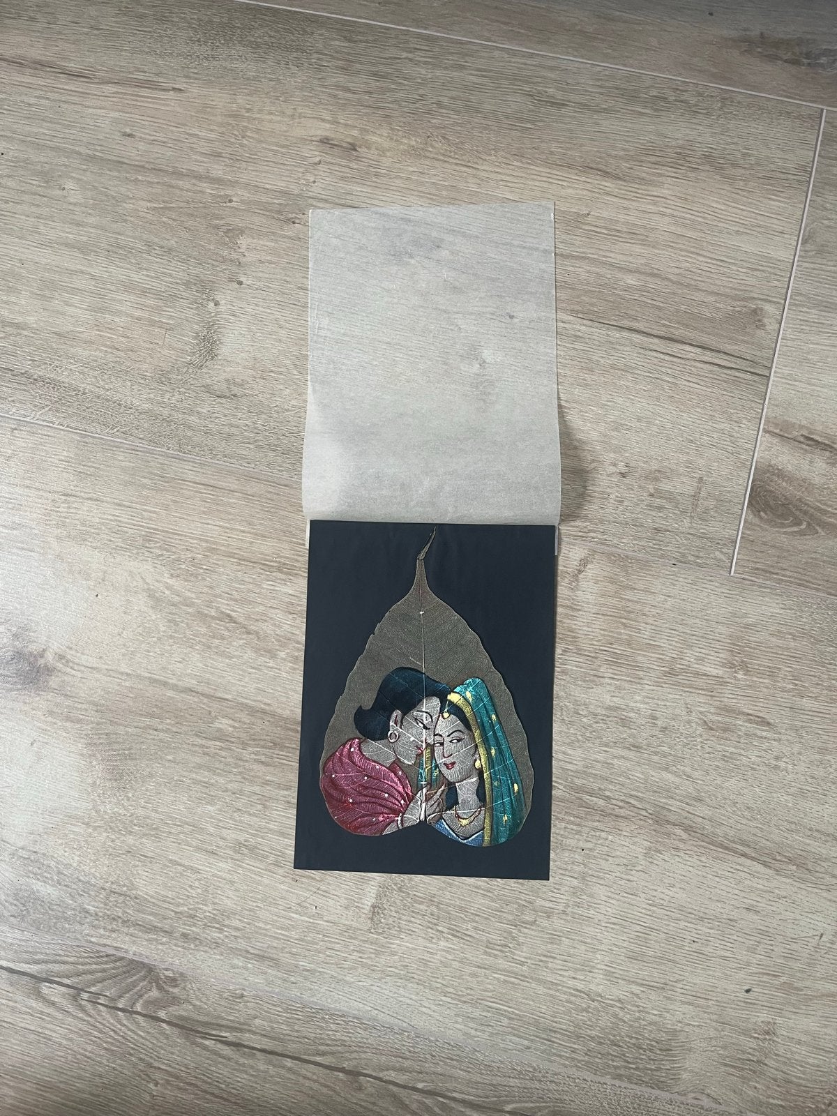 Handgeschilderde Indiase miniatuur op blad, Ophalen of Verzenden