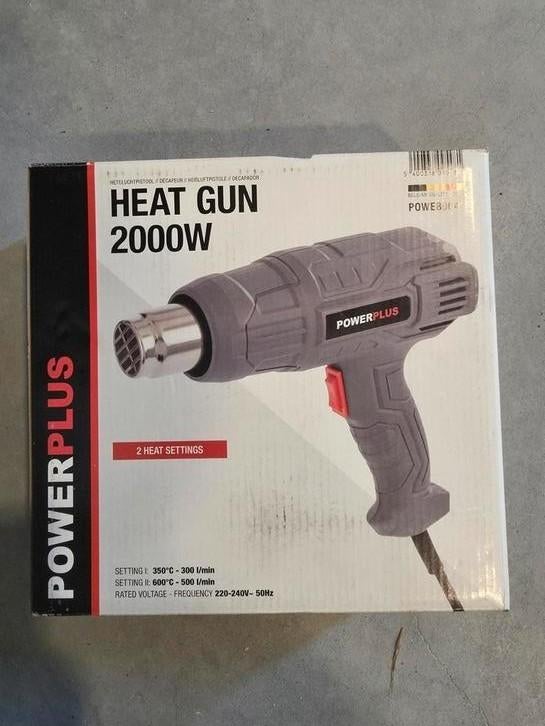 PowerPlus 2000W Heteluchtpistool - 2 Warmtestanden, Doe-het-zelf en Verbouw, Gereedschap | Handgereedschap, Ophalen of Verzenden