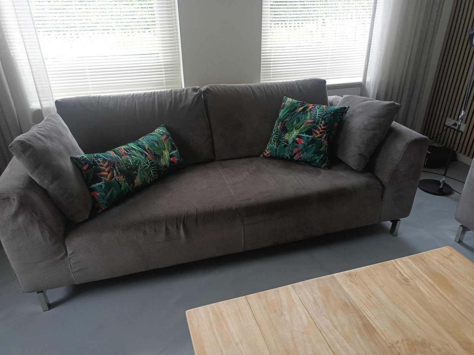 Ribstof bank - 210 cm - wasbare bekleding, Ophalen, Gebruikt, Driepersoons, 75 tot 100 cm