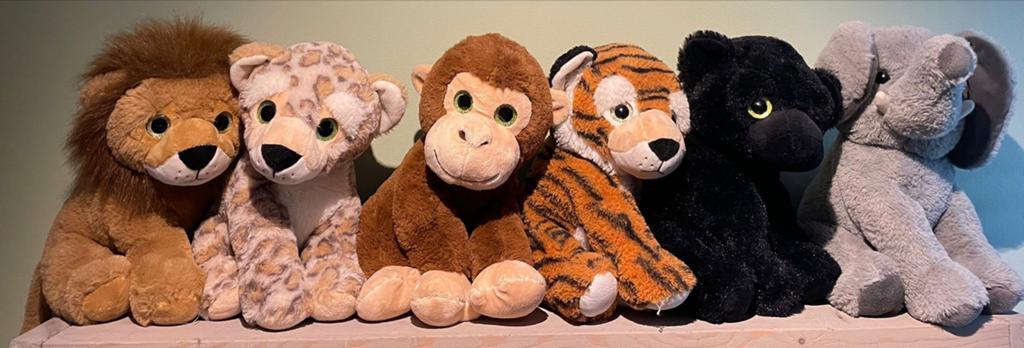6 leuke knuffels - Safari dieren, Kinderen en Baby's, Speelgoed | Knuffels en Pluche, Gebruikt, Overige typen, Ophalen of Verzenden