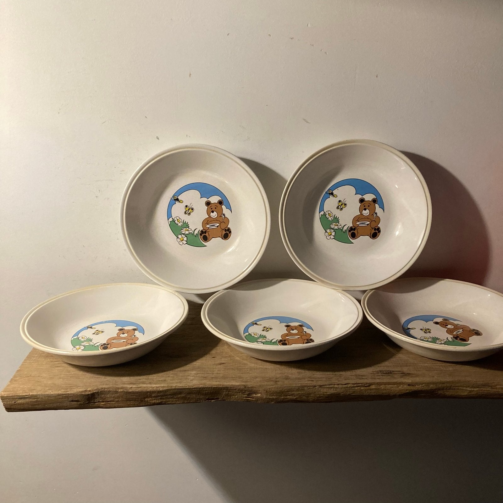 Nutricia papborden jaren '80 - Teddybeer design (5 stuks), Ophalen of Verzenden