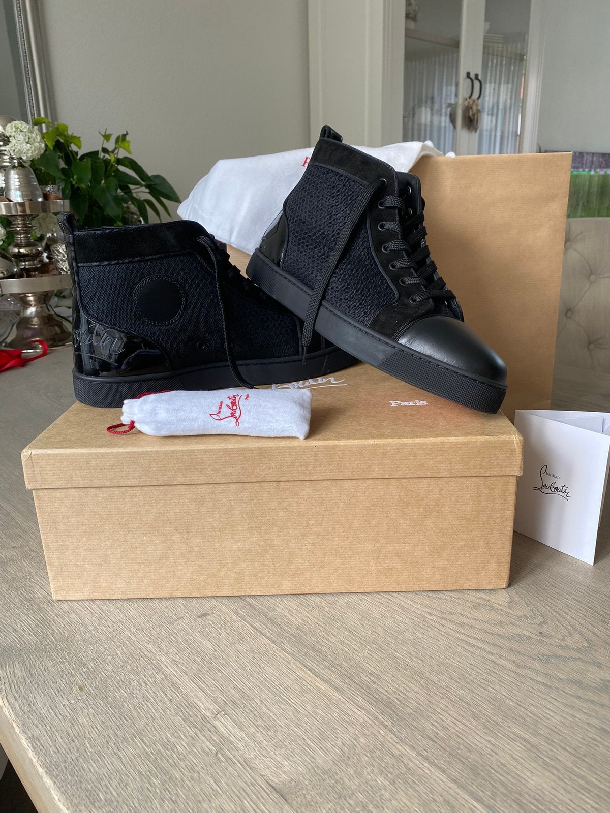 Louboutin Fun Louis Flat Black Size 43,5, Kleding | Heren, Schoenen, Nieuw, Boots, Zwart, Ophalen of Verzenden
