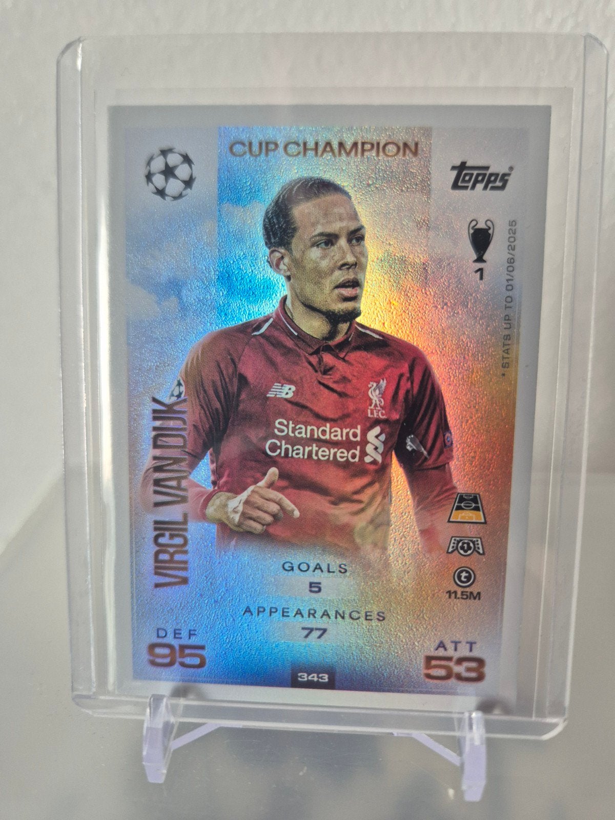 Virgil van Dijk Topps Match Attax Cup Champion kaart, Ophalen of Verzenden, Nieuw, Plaatje