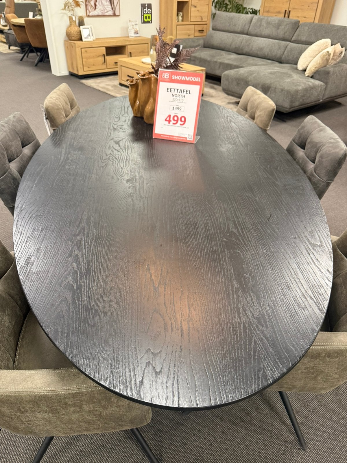 Ovale eiken eettafel 220x110cm, Huis en Inrichting, Tafels | Eettafels, Ophalen, 100 tot 150 cm, 200 cm of meer, Zo goed als nieuw