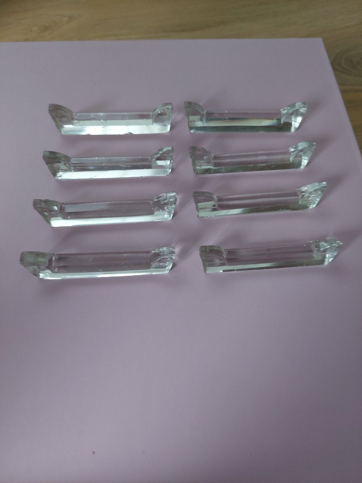 Set van 8 glazen messenleggers, Ophalen of Verzenden