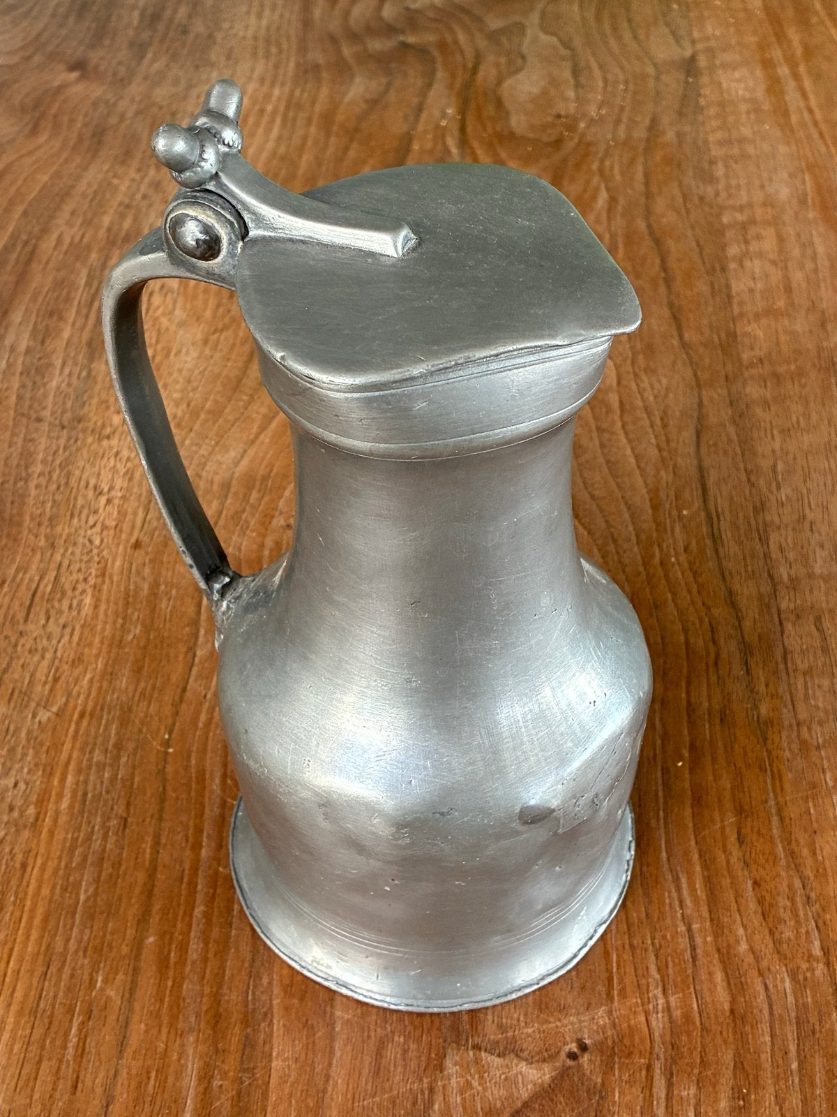 Antieke tinnen kan met scharnierend deksel (eikeltjes), Antiek en Kunst, Ophalen