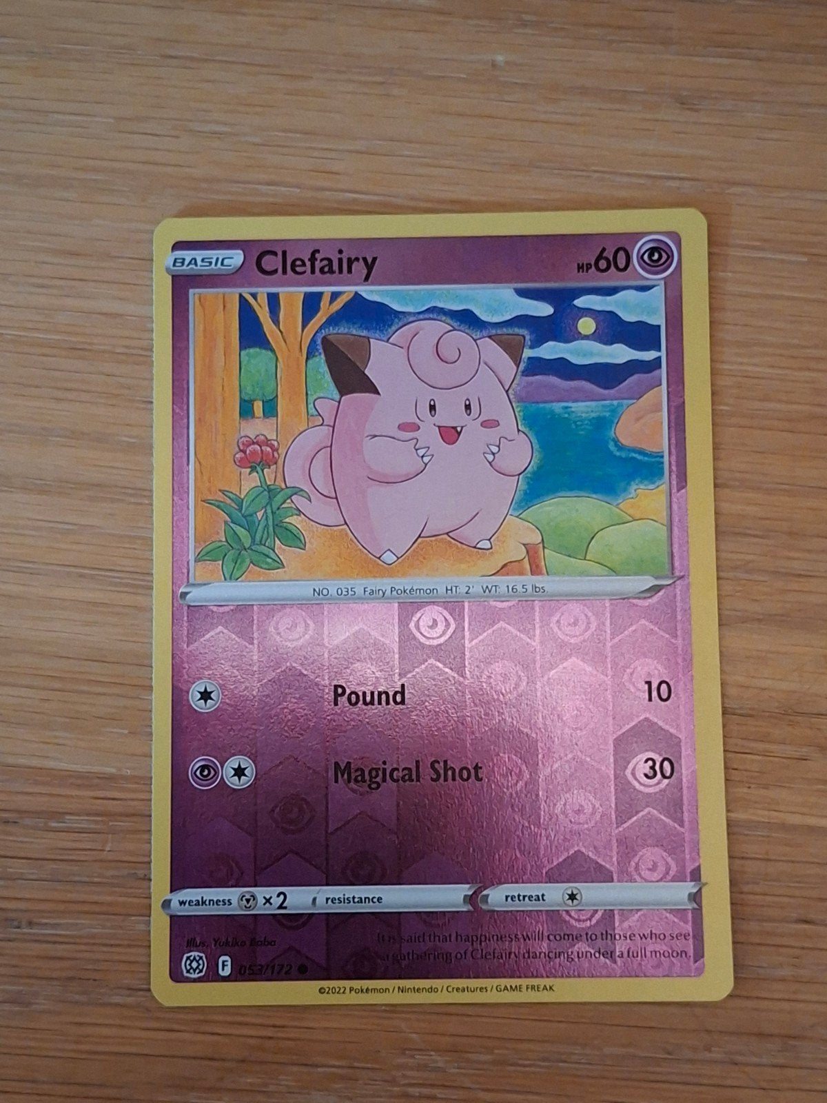 Pokémon Kaart Clefairy Reverse Holo 052/172, Ophalen of Verzenden, Zo goed als nieuw, Losse kaart, Foil