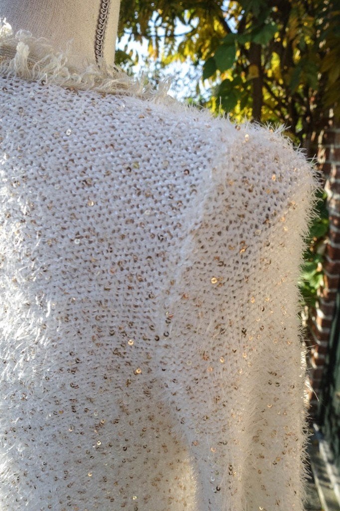 wolwit beige glitter vest Lulu Lover mt XS, Kleding | Dames, Beige, Ophalen of Verzenden, Zo goed als nieuw, Lu Lu Lover
