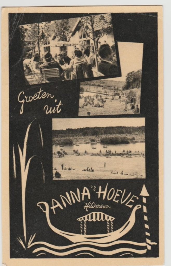 Hilversum Groeten uit Anna Hoeve speeltuin 1953, Verzamelen, Ansichtkaarten | Nederland, Ophalen, 1920 tot 1940, Gelopen, Noord-Holland
