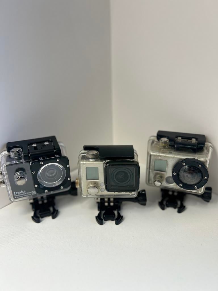 GoPro Hero 3 +  Accessoires + Hero 2 + DRAKA  Action Camera, Ophalen of Verzenden, Gebruikt, GoPro