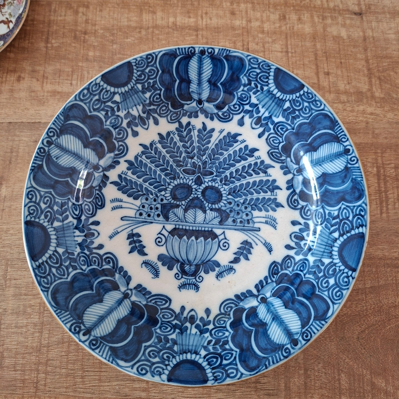 Antiek Makkum Wandbord - Blauw Delfts Bloemmotief, Ophalen