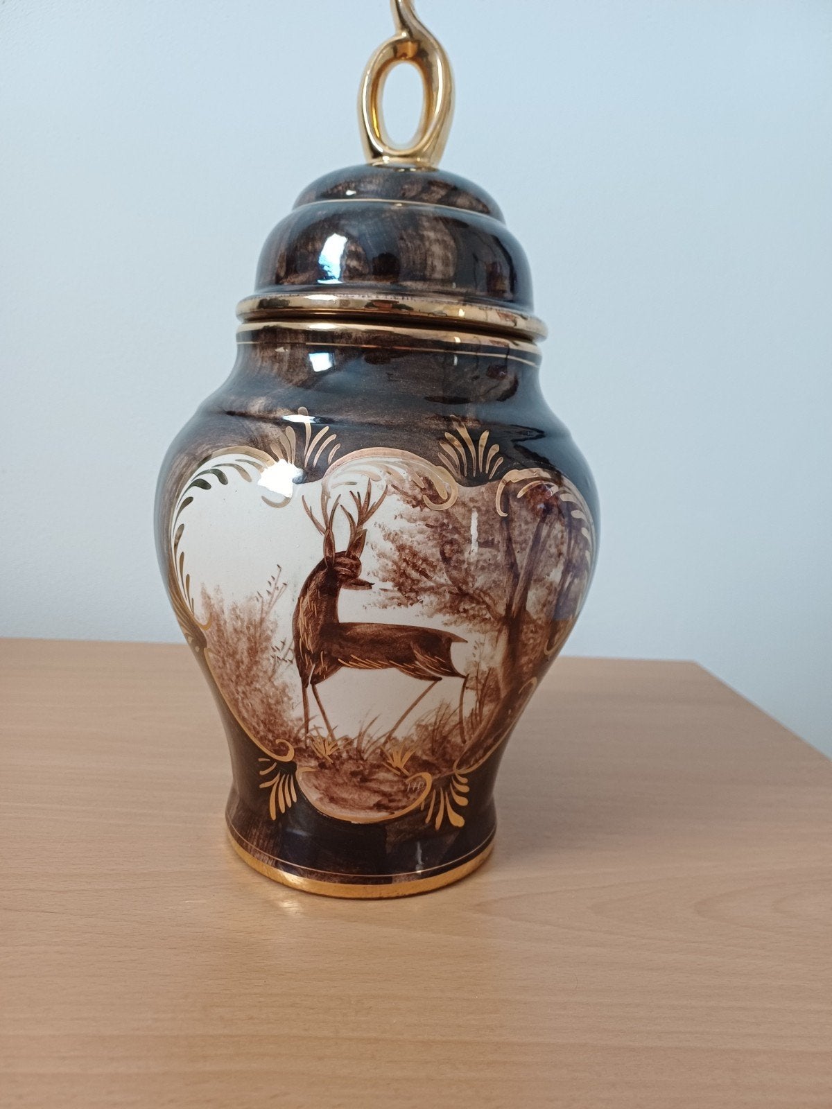 Vintage Hubert Béquet (Quaregnon) dekselvaas, Ophalen of Verzenden