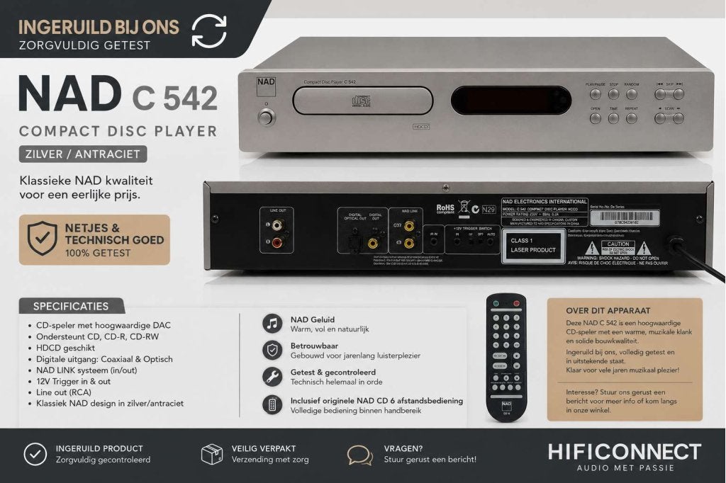 NAD C 542 CD-speler – Titanium – Incl. afstandsbediening, Niet ingevuld, Niet ingevuld, Ophalen of Verzenden, Zo goed als nieuw