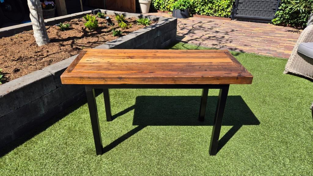Robuuste houten bijzettafel 106 x 45, Minder dan 50 cm, Gebruikt, 100 tot 150 cm, Rechthoekig