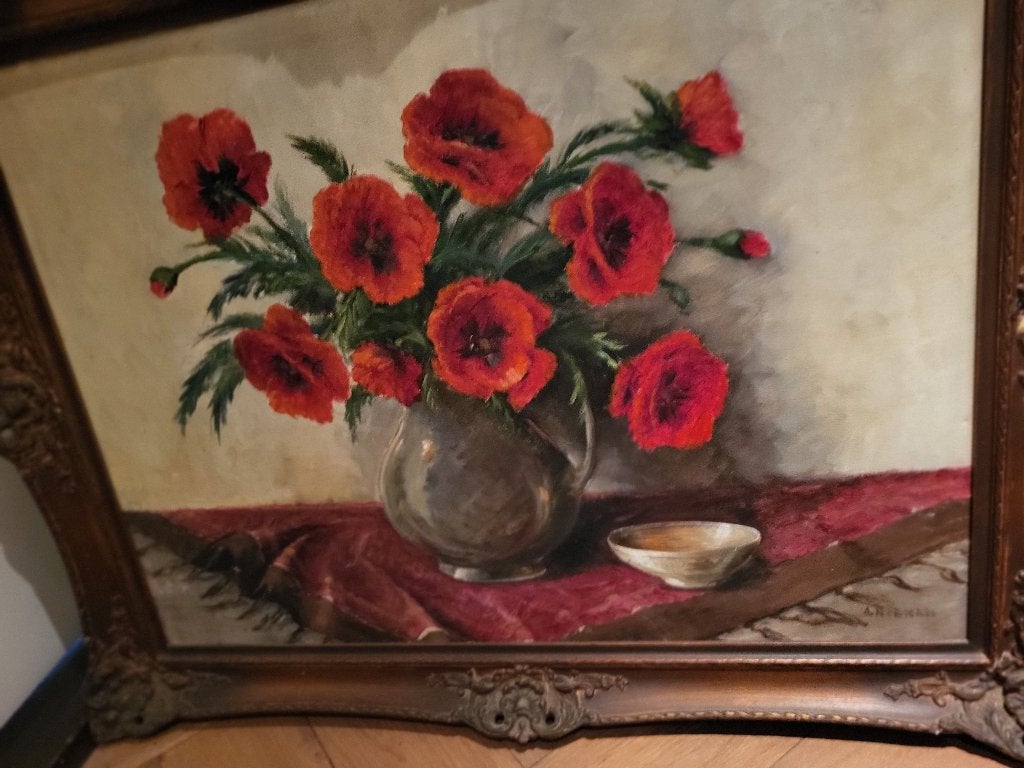 Schilderij, Ophalen, Overige ondergronden, Stilleven, Gesigneerd