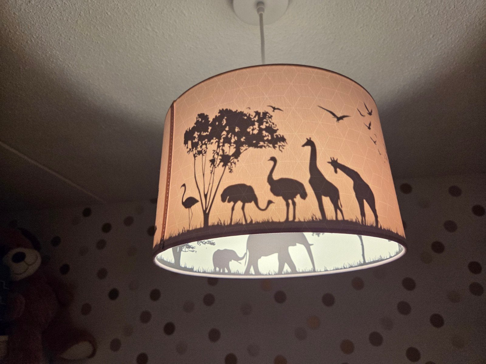 Leuke hanglamp met safari dieren voor kinderkamer, Ophalen of Verzenden, Zo goed als nieuw