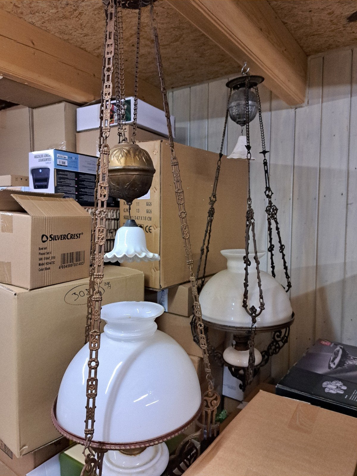 Antieke olielampen / hanglampen - set van 2, Ophalen