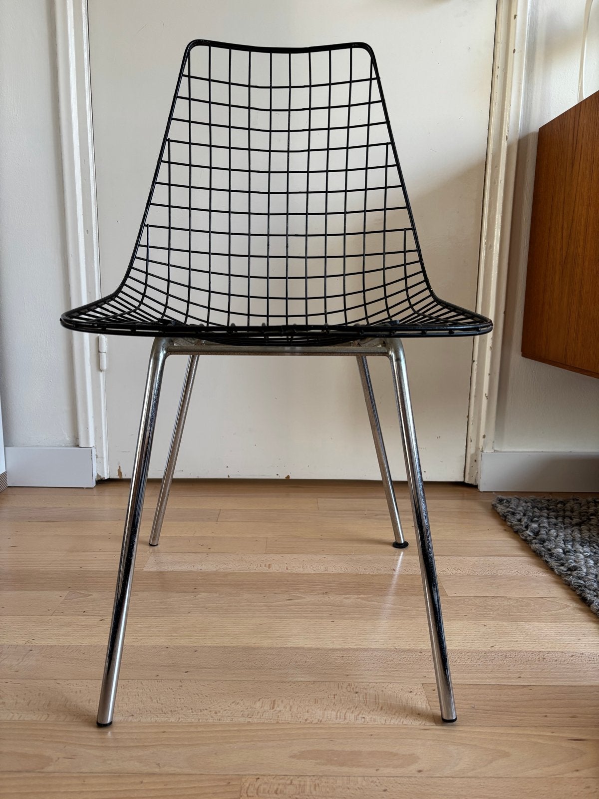 Pastoe-achtig Draadstaal Stoel - Zithoogte 47 cm, Ophalen, Gebruikt, Zwart, Vintage