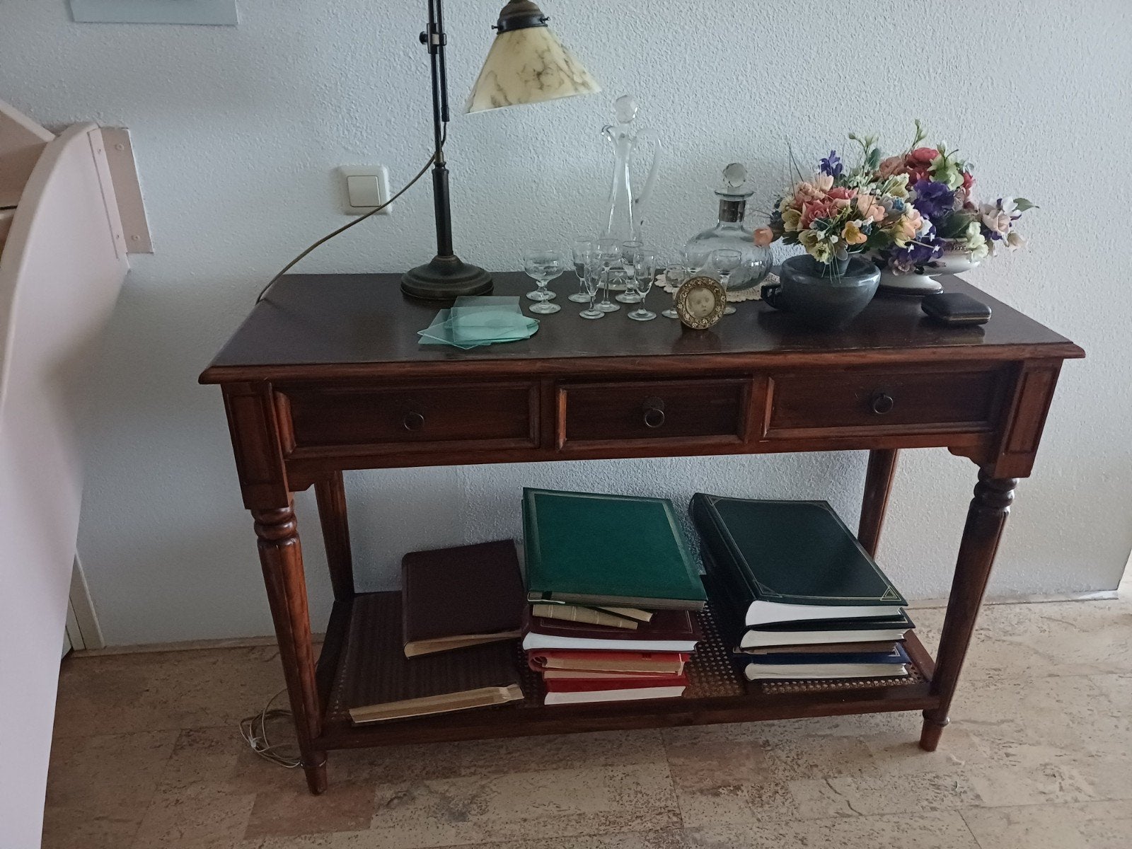 Antieke Console Tafel met Lades en Opbergplank, Antiek en Kunst, Ophalen