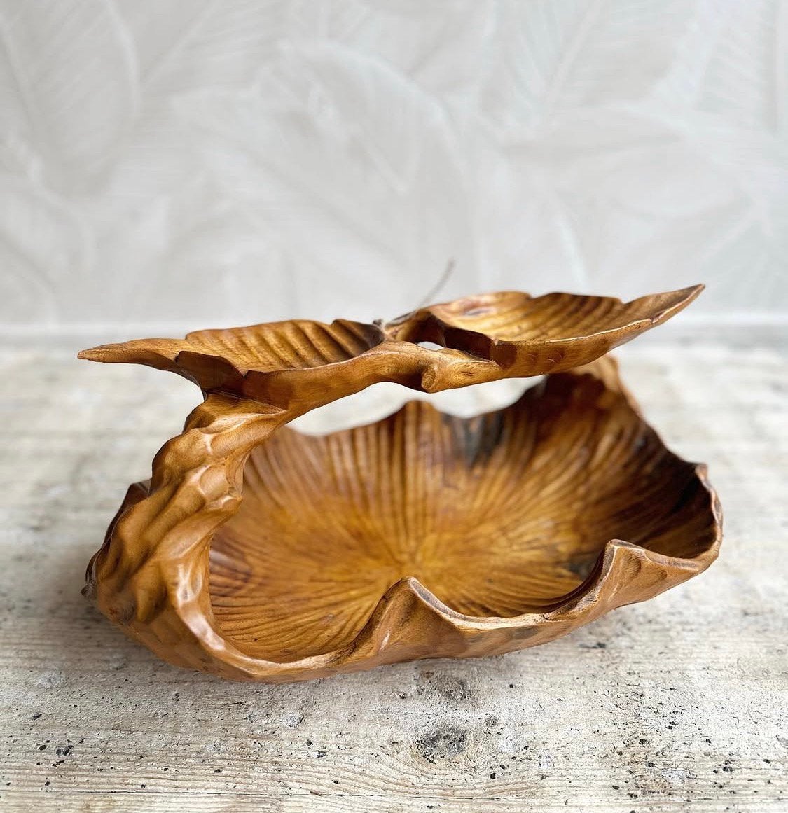 Vintage houten fruitschaal, Huis en Inrichting, Rond, Ophalen of Verzenden, Zo goed als nieuw, X