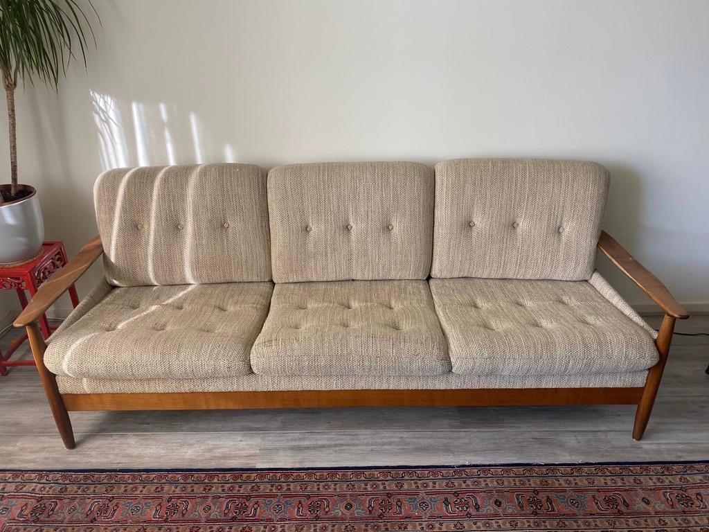 Uitklapbare vintage driezits bank, Ophalen, Zo goed als nieuw, 75 tot 100 cm