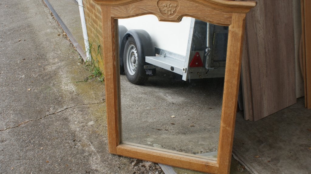 TE KOOP MOOIE  SPIEGEL (LIJST EIKENHOUT), Ophalen, Zo goed als nieuw, Minder dan 100 cm, Rechthoekig