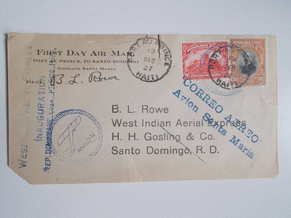 Haïti Eerstevluchtenvelop West Indian Aerial Express 1927(1), Ophalen, Beschreven, Rest van de wereld