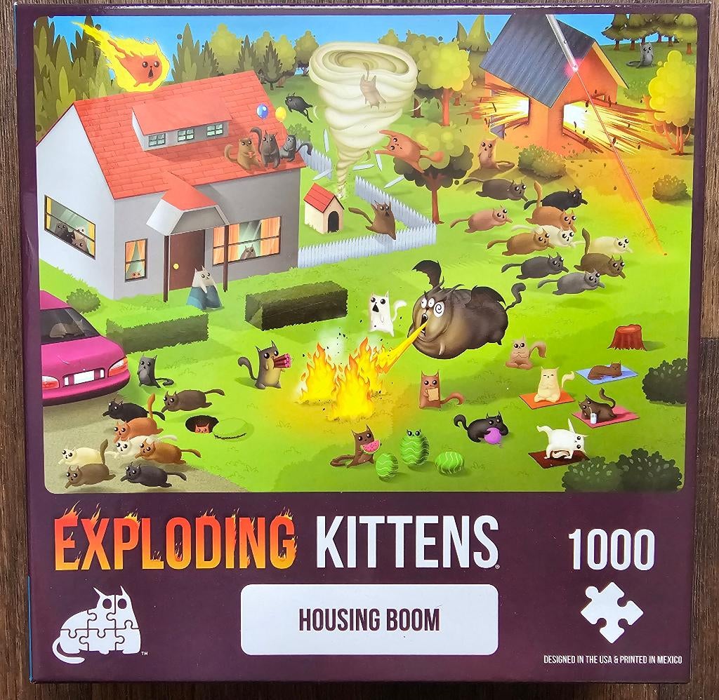 Expoding Kittens puzzel 1000 stukjes, Ophalen of Verzenden, 500 t/m 1500 stukjes, Zo goed als nieuw, Legpuzzel