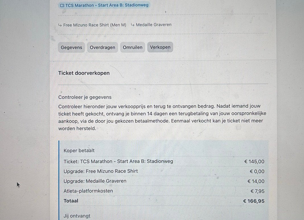 Tcs Amsterdam Marathon ticket, Ophalen, Nieuw