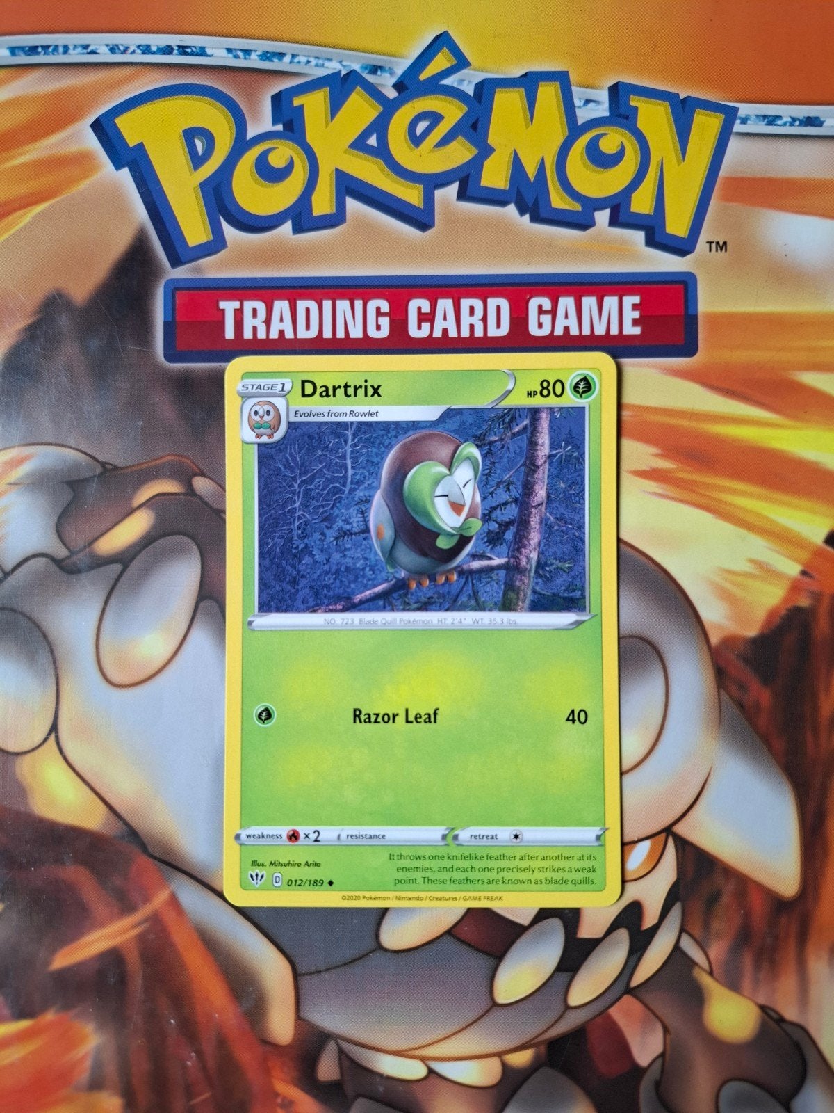 Dartrix 012 /189 Darkness Ablaze pokemon kaart nm, Ophalen of Verzenden, Zo goed als nieuw, Losse kaart